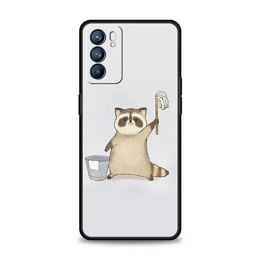 Funda de teléfono con mapache para Oppo Reno14 Reno13 Reno12 11 F 10 Find X5 X9 Pro A54 5G A53 A52 A9 A16 A74 A78 4G A79 A80 A98 - imagen 3