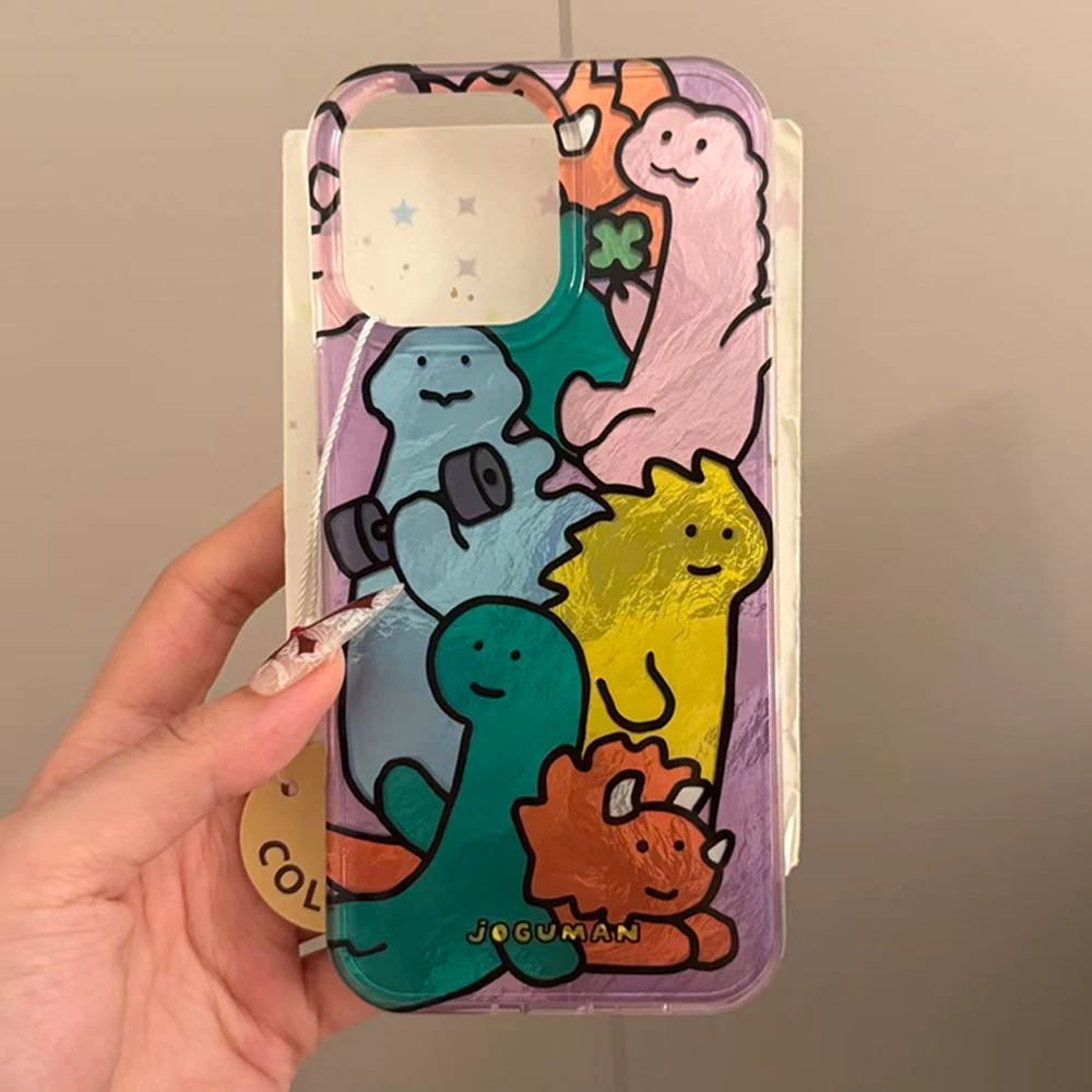 Para Samsung Galaxy S25 Edge S24 S23 S22 S21 S20 FE Plus Ultra dibujos animados dinosaurio colorido patrón parachoques TPU a prueba de golpes funda de teléfono - imagen 3