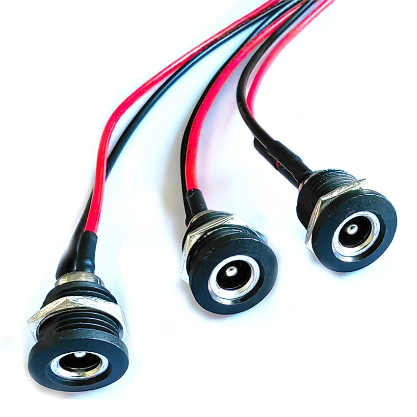 Alta corriente 20AWG 5,5*2,1mm/5,5*2,5mm DC022D Cable de alimentación CC hembra enchufe DIY conector de montaje en Panel impermeable - imagen 5