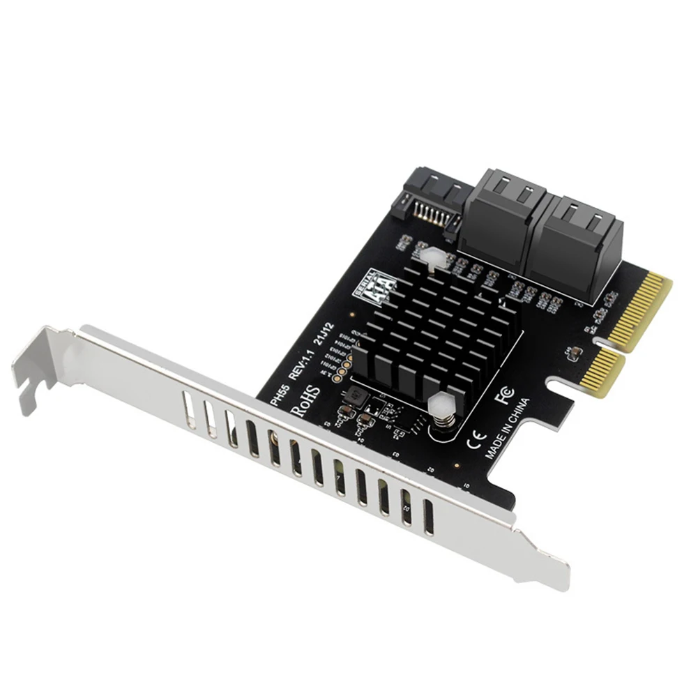 Tarjeta de expansión PCIe a SATA3.0 de 5 puertos Chip Jmb585 Tarjeta de expansión PCI-E a SATA compatible con embellecedor en cascada para sistema operativo Windows/Linux/Mac - imagen 4