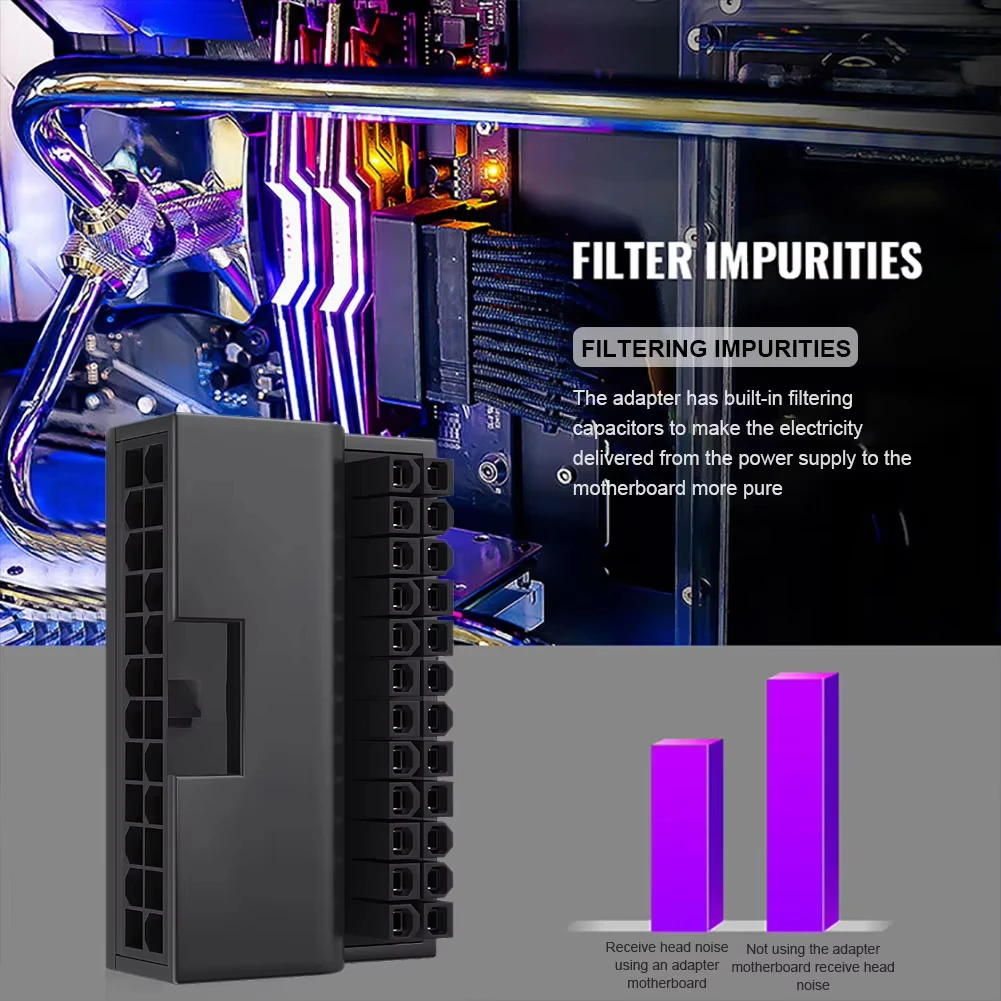 Teucer ATX 24 pines 90 grados adaptador de enchufe de alimentación placa base conectores de alimentación Cable de alimentación aislado Modular accesorio de montaje - imagen 2