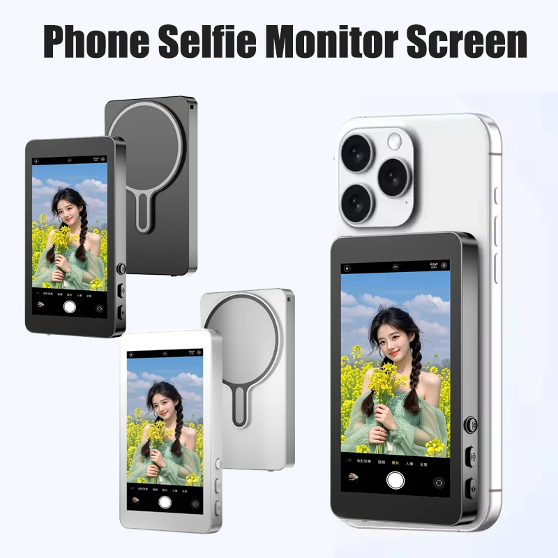 Smartphone Selfie Monitor pantalla inalámbrica magnética Vlog teléfono cámara trasera Selfie Bluetooth para transmisión de vídeo en vivo