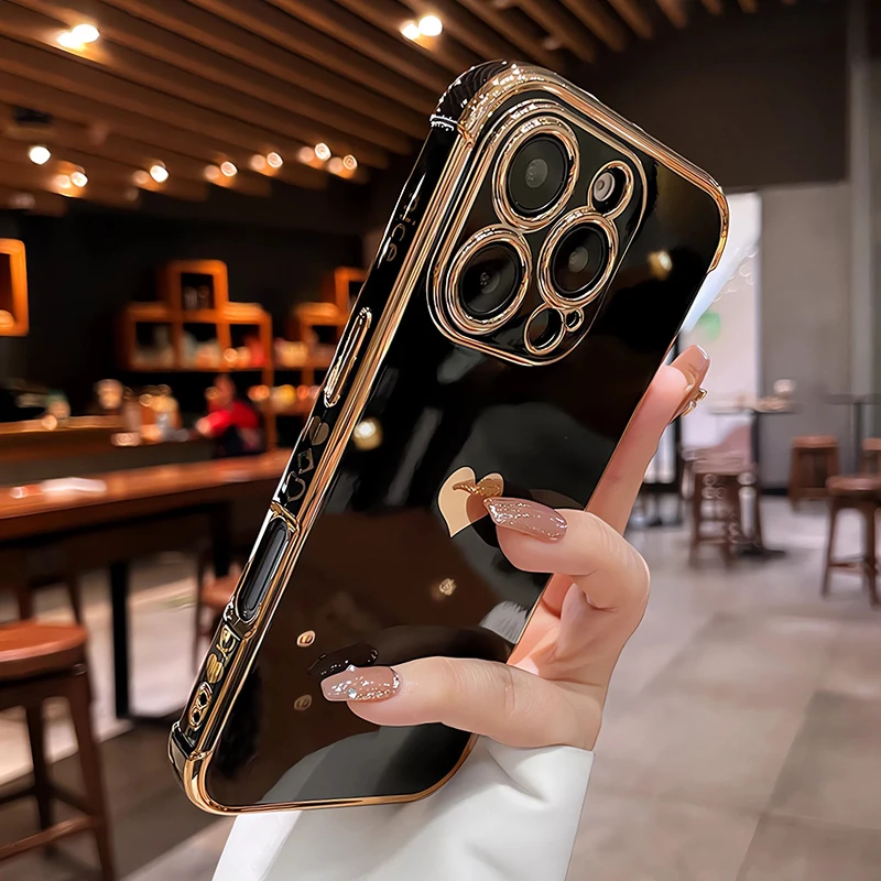 Funda blanda chapada para iPhone 17 Air 16E 16 15 14 13 12 11 Pro Max 17Pro 16Pro 15Pro 14Pro iPhone16 iPhone15 iPhone14 cubiertas completas