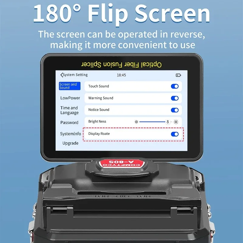COMPTYCO A-80S empalmador de fusión de fibra óptica SM MM pantalla táctil multilingüe máquina de soldadura de núcleo de fibra óptica integrada en OPM VFL - imagen 5