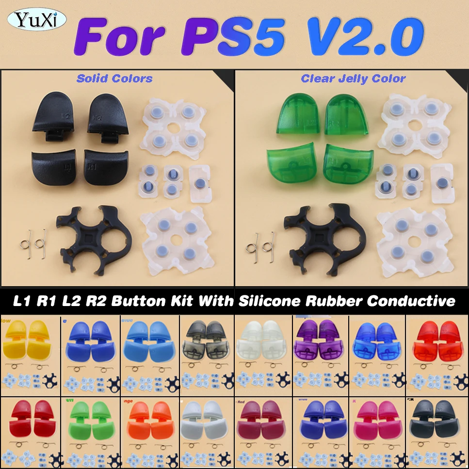 Para controlador PS5 L1 R1 L2 R2 botones de disparo goma de silicona conductora d-pad teclados resortes para PlayStation 5 V2.0 BDM-020