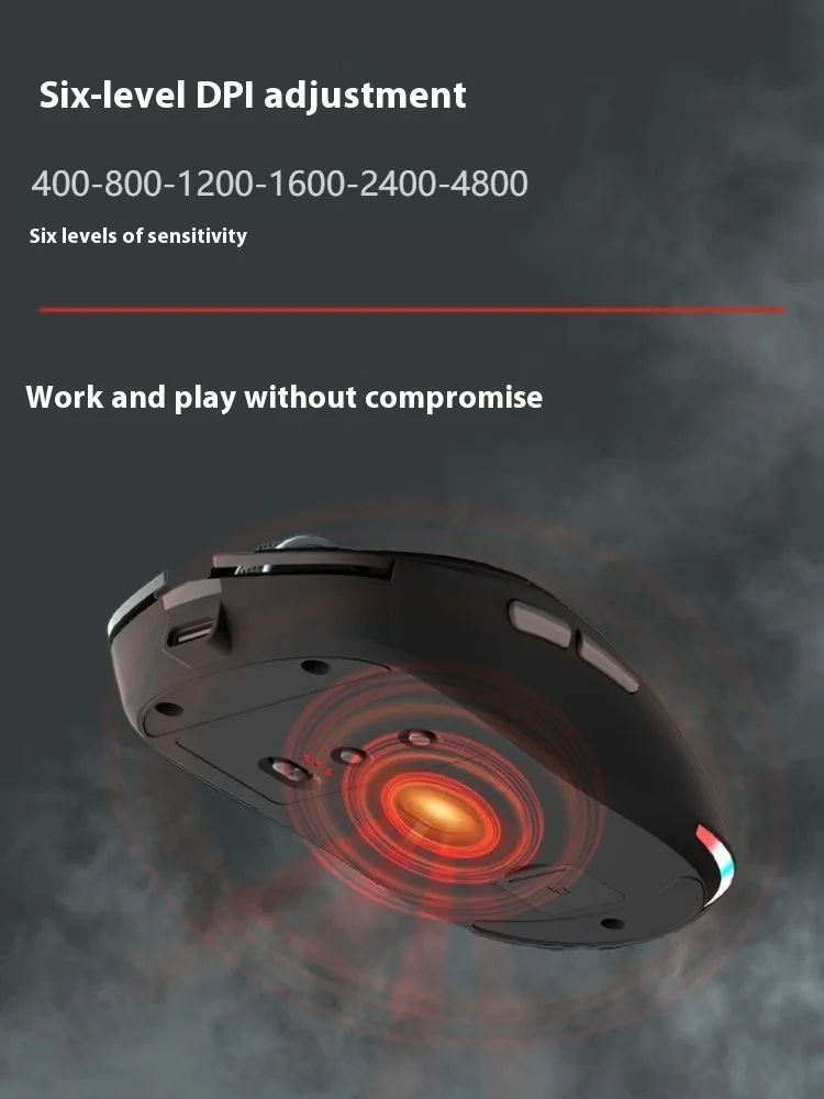 Ratón inalámbrico AttackFox, ratón Bluetooth de tres modos, DPI de 6 velocidades con retroiluminación RGB, ratón ligero para juegos, PC para niños, portátil, regalos - imagen 5