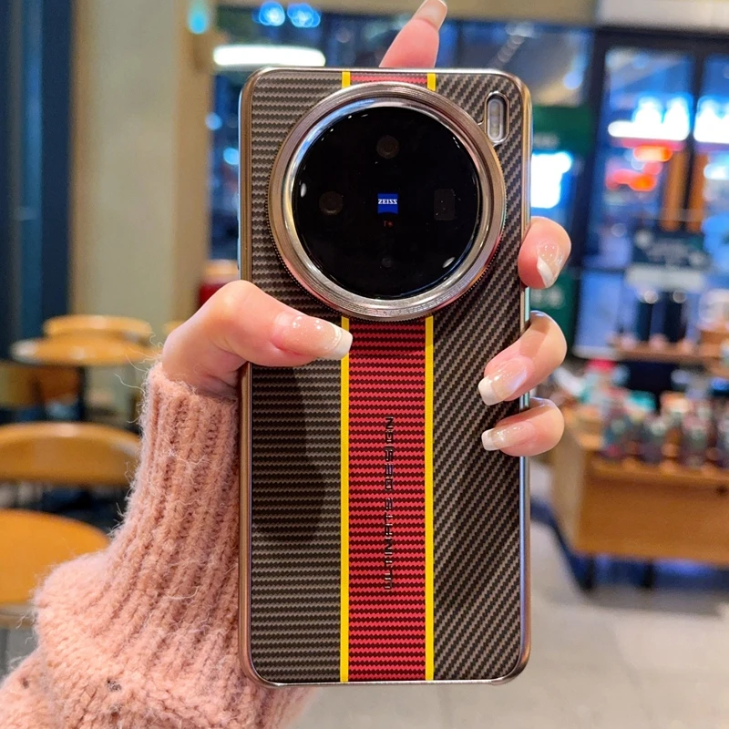 Para VIVO X200 Pro funda de lujo dura con diseño de fibra de carbono funda protectora trasera para VIVO X200 Pro Mini funda completa para teléfono - imagen 2