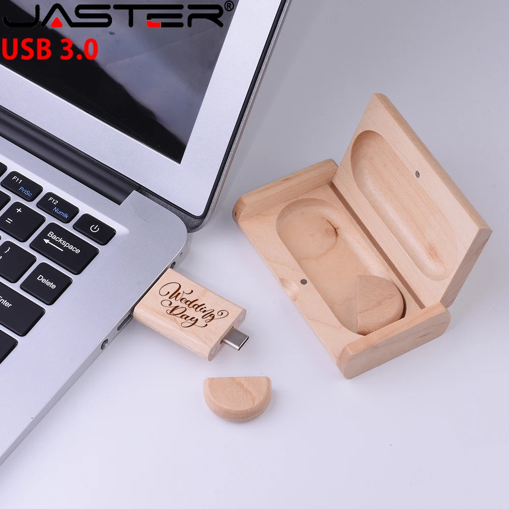 20 unids/lote diseñado regalo de boda unidad Flash USB3.0 128GB tipo C memoria Stick 64GB logotipo gratis colgante de madera de arce Natural 32GB 16G - imagen 5