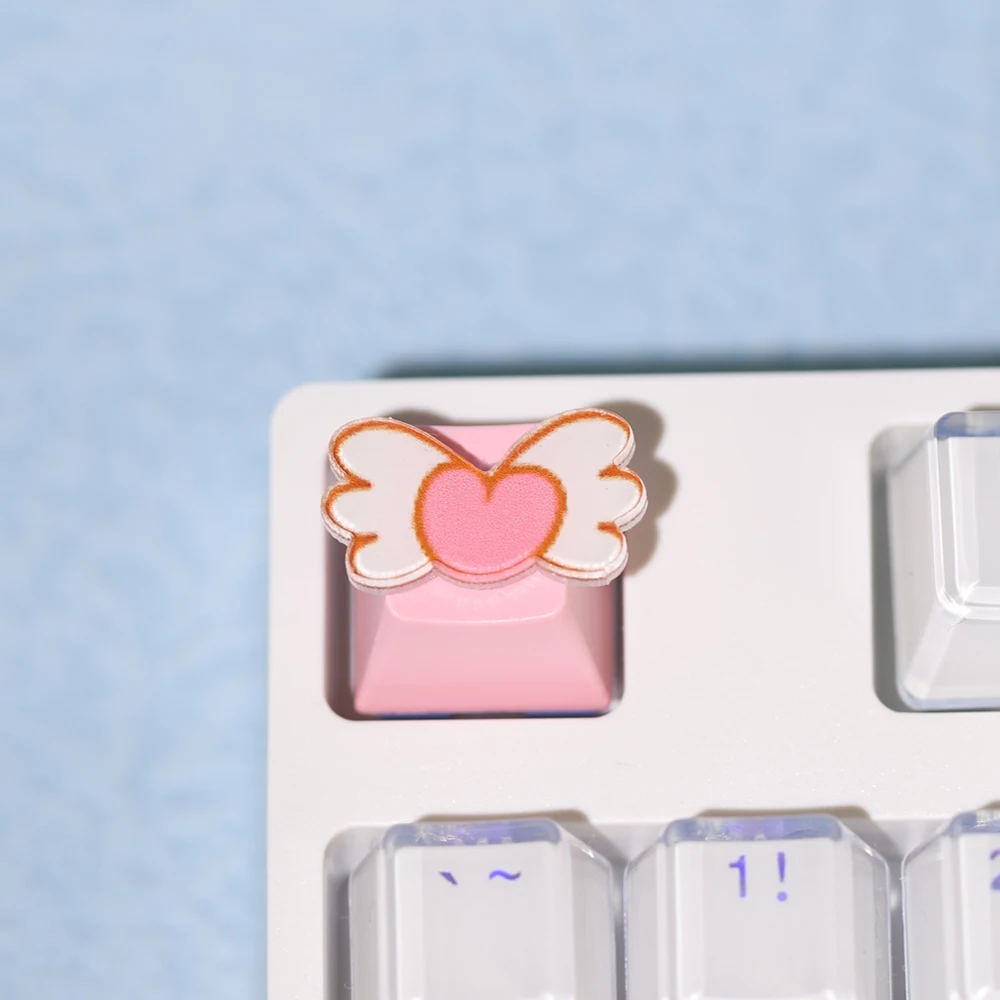 Teclado mecánico con garras de gato, teclas direccionales, lindas coronas de amor con alas de Ángel, teclas de repuesto personalizadas - imagen 3