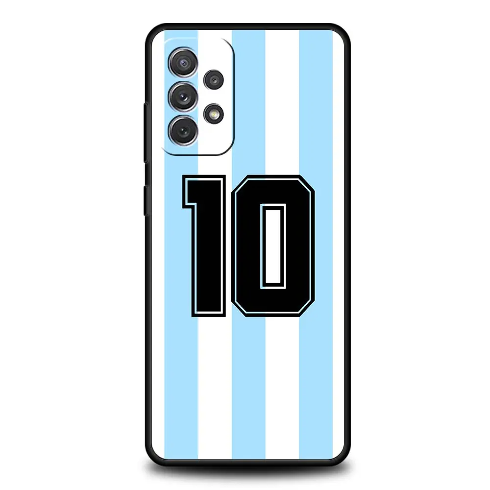 Funda de teléfono con bandera Argentina Soccer 10 para Samsung Galaxy A51 A71 A21S A12 A11 A31 A52 A41 A32 A01 A23 A33 A53 A73 A03 A13 5G - imagen 3