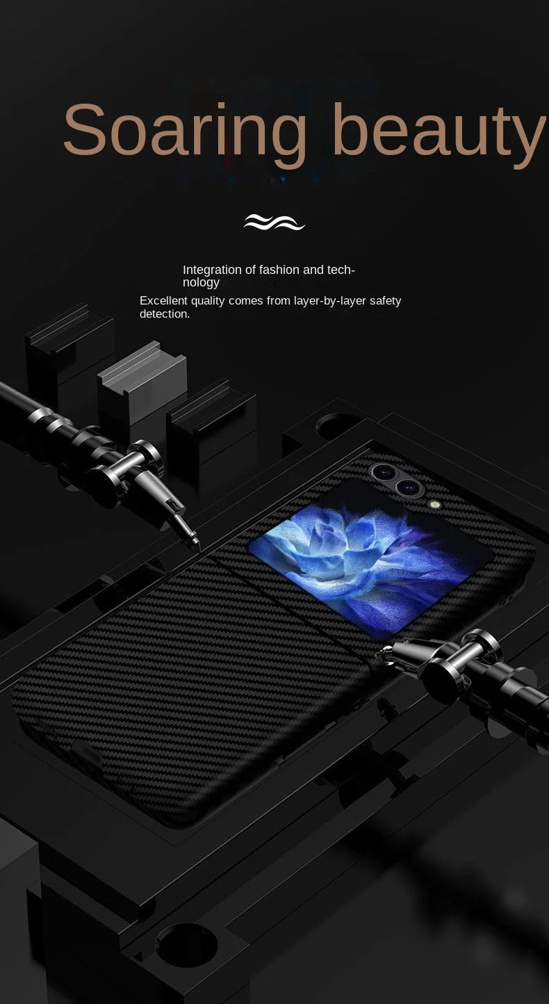 Para Samsung Galaxy Z Flip 5 4 3 funda dura de fibra de carbono delgada funda protectora trasera para Samsung Z Flip5 4 3 carcasa de teléfono - imagen 5