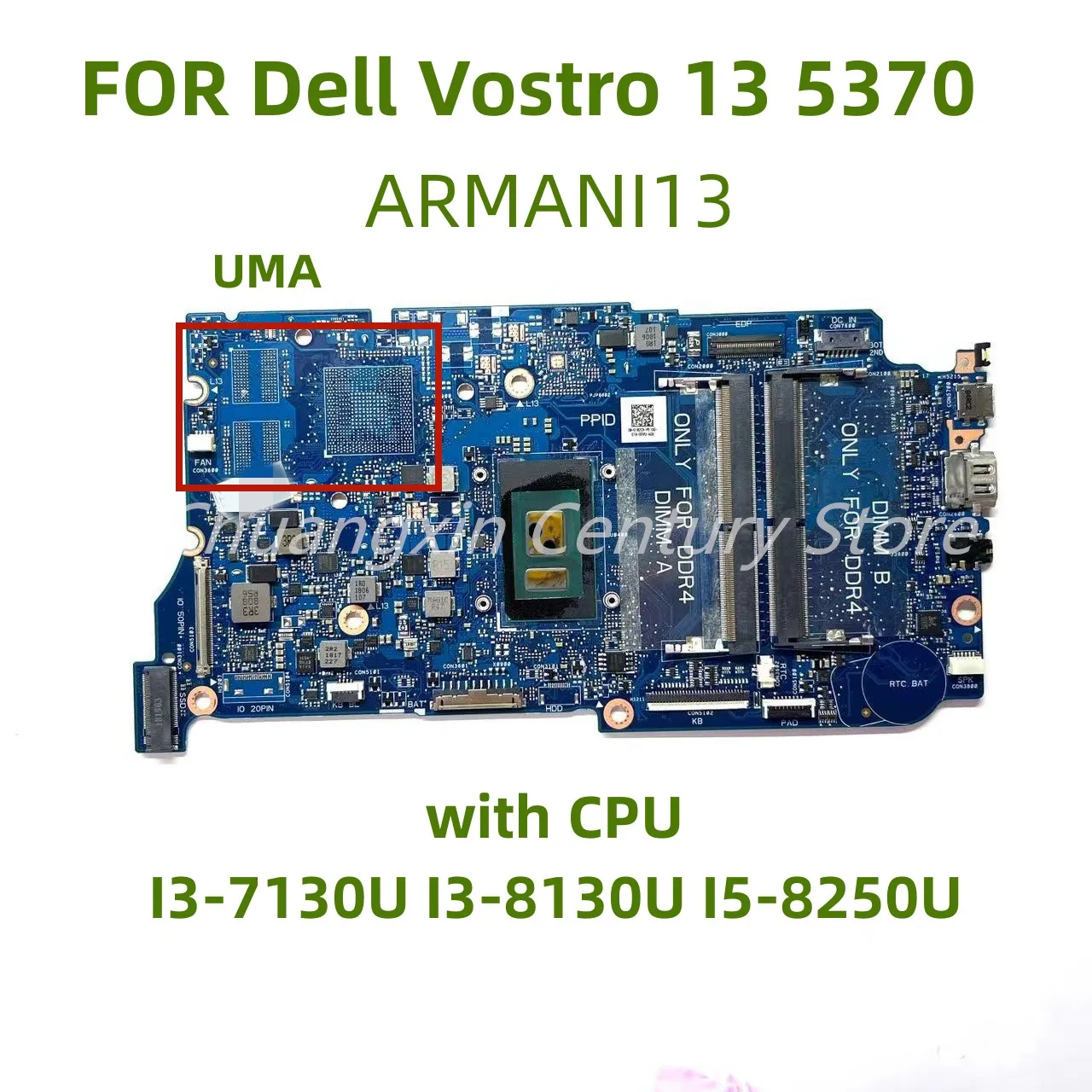 ARMANI13 es adecuado para la placa base del ordenador portátil Dell 13 5370 con I3-7130U I3-8130U I5-8250U CPU UMA 100% prueba OK envío