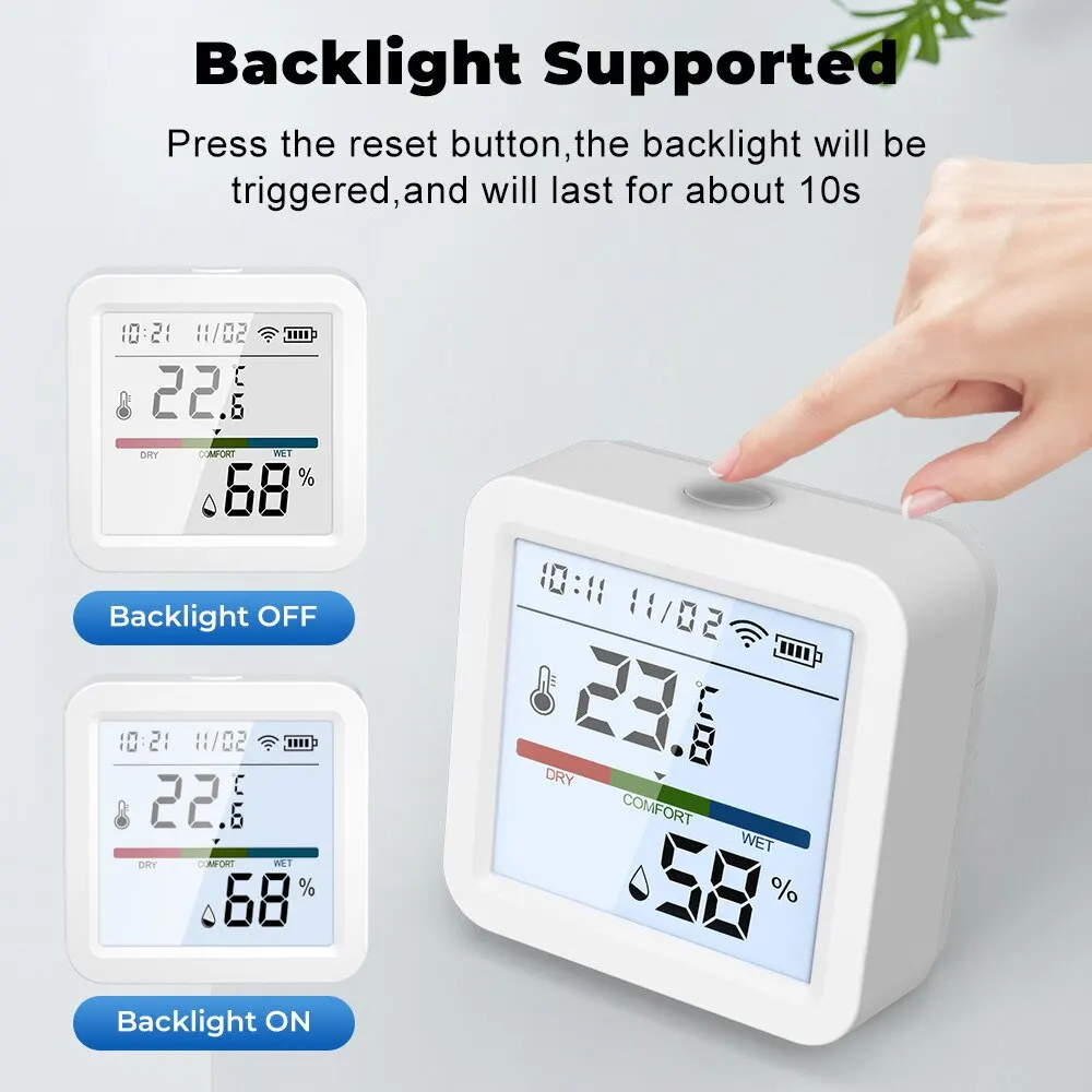 Tuya ZigBee Sensor de temperatura y humedad para el Hogar Inteligente, dispositivo con retroiluminación LCD, funciona con asistente de Google y necesita Tuya Zigbee Hub - imagen 5