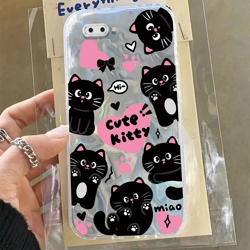 Funda de gato negro de flores para OPPO A5, A5S, A3S, A12E, A12, A7, A53S, 4G, A33, A53, A9, 2020 - imagen 4