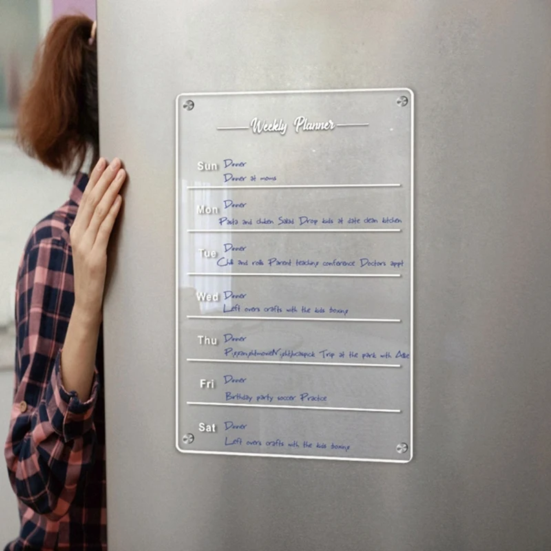 Tablero de planificación de borrado en seco magnético, planificador de comidas, menú, fácil de borrar para puerta de nevera francesa - imagen 2