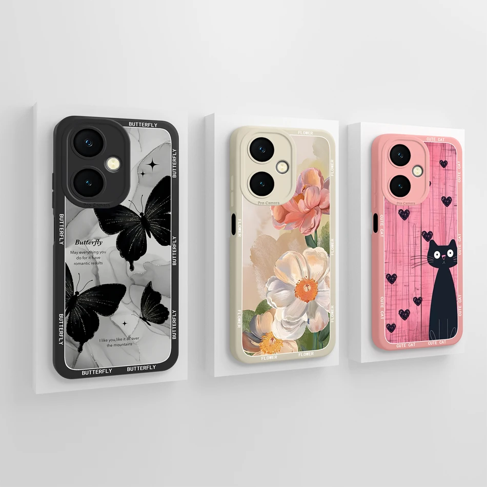 Para Vivo Y27 Y27S 4G 5G Funda de teléfono tinta mariposa creativa a prueba de golpes para Vivo Y 27 Funda de silicona líquida suave y lisa Capa - imagen 2