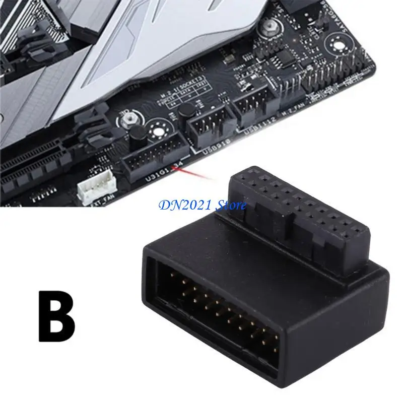 F3KE Conector placa base USB3.0 19Pin Masculino a Adaptador extensión 90 ° Convertidor ángulo masculino a - imagen 5