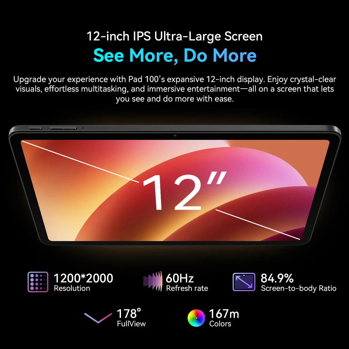 [World Premiere] Blackview OSCAL PAD 100 Tablet PC 12'' 2K FHD+ Display Unisoc T615 12+12GB RAM 256GB ROM 9000mAh Android 15 4G - imagen 3