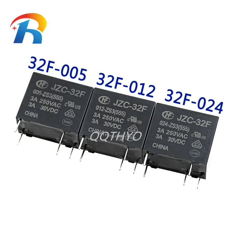 Envío Gratis 100 Uds relé de potencia HF32F JZC-32F- 5V 12V 24V -ZS3 HF32F-005-ZS3 HF32F-012-ZS3 HF32F-024-ZS3 5 pines 3A 250V 12V relé