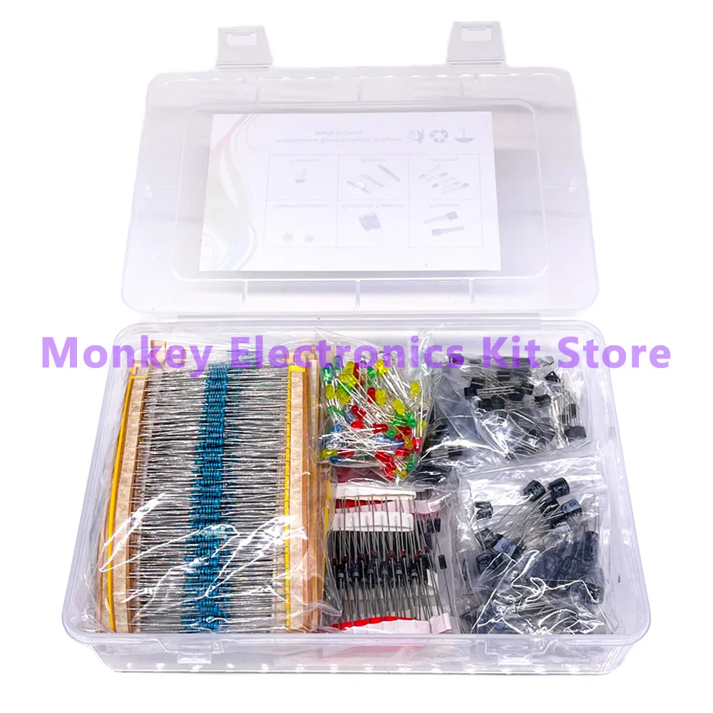 Kit de componentes de 6 tipos, condensador electrolítico de resistencia, diodo triodo To-92 LED, componentes electrónicos para experimentos de reparación DIY mezclados - imagen 3