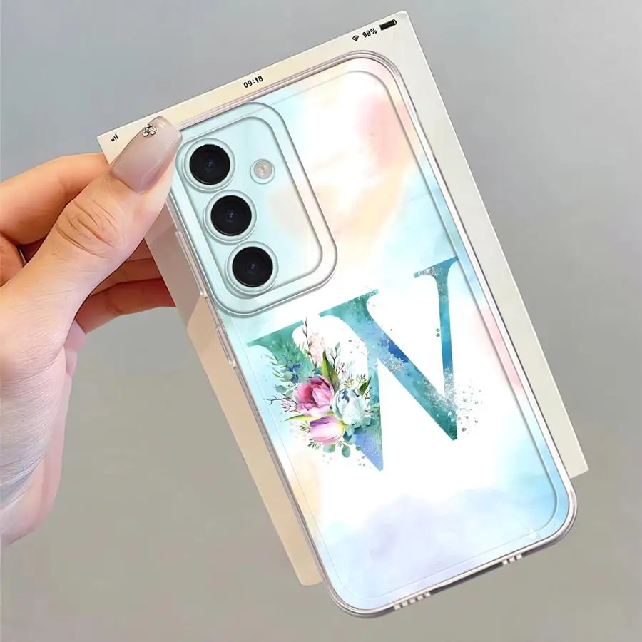 Funda transparente para Samsung Galaxy A25 A22 A35 A12 A35 A71 A72 A15 A73 A16 A13 letras exquisitas W - imagen 3