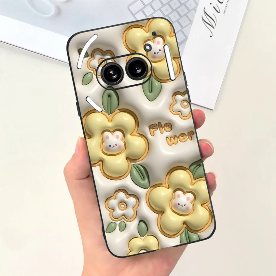 For Nothing Phone (2a) (2) Funda protectora de silicona negra para Nothing Phone2 Phone 2a Fundas blandas de dibujos animados lindos - imagen 5