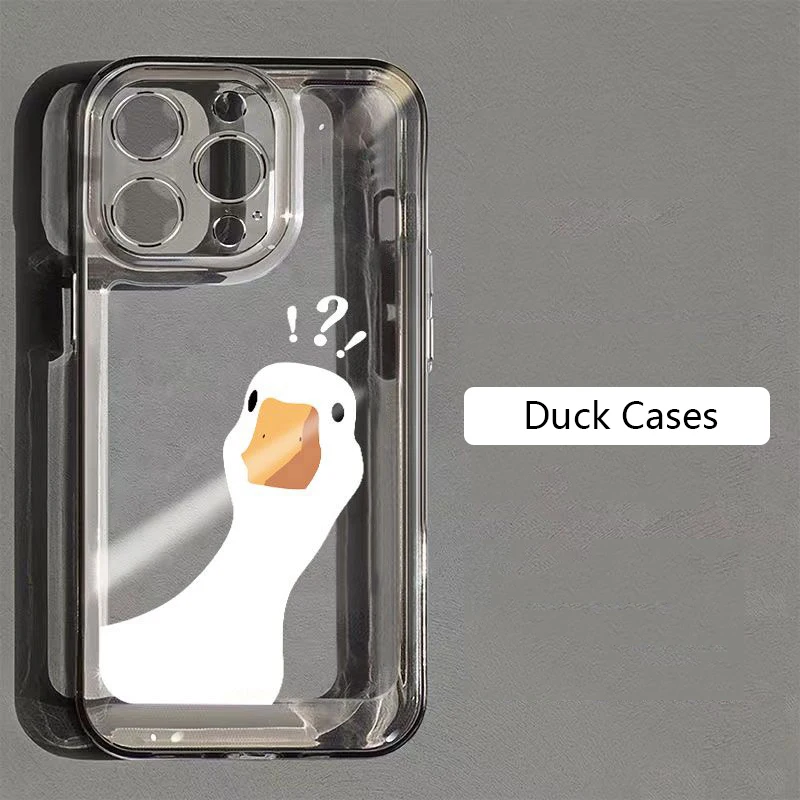 Funda de teléfono transparente suave para iPhone 14 Pro Max fundas iPhone 11 iPhone 13 12 XS XR X 7 8 Plus SE 2020 funda de pato bonita de dibujos animados - imagen 2