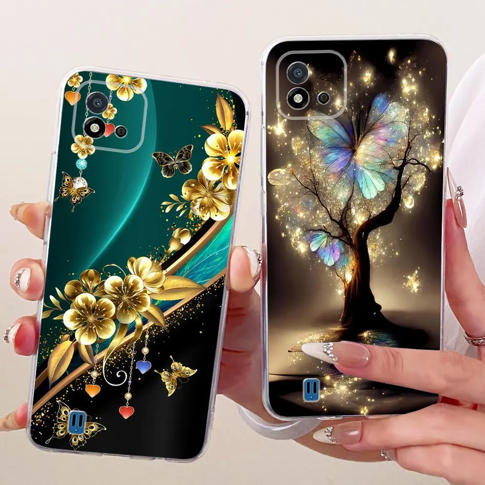 Para Realme C11 2021 funda RMX2185 silicona transparente moda pintada suave TPU funda trasera de teléfono para Realme C11 C20 C20A C 11 bolsa - imagen 4