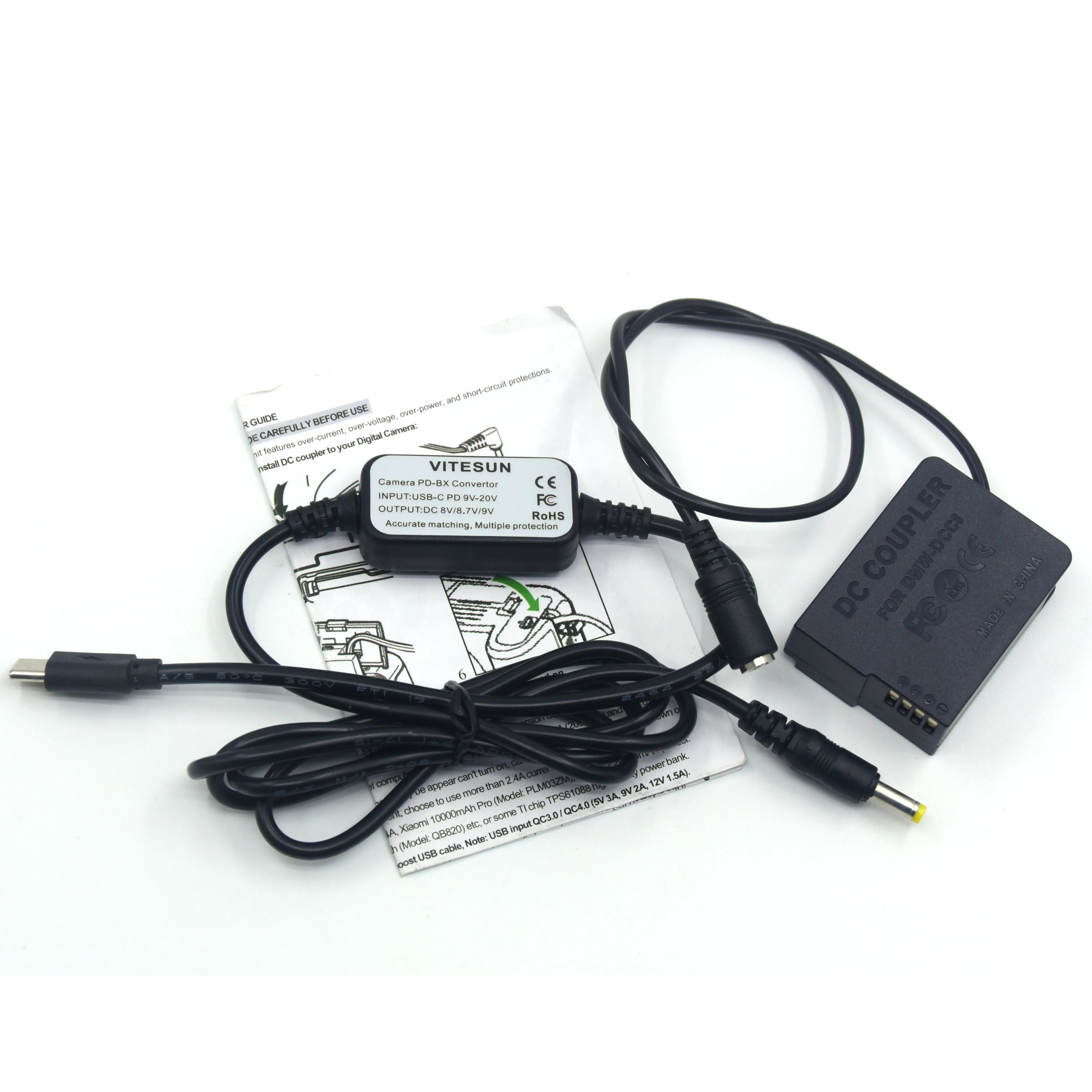 Batería simulada BLC12, acoplador CC DCC8 completamente decodificado, Cable USB C a CC para Lumix DMC-GH2 2K 2S FZ200 FZ300 FZ1000 FZ2000 GX8 G6 G7 - imagen 3