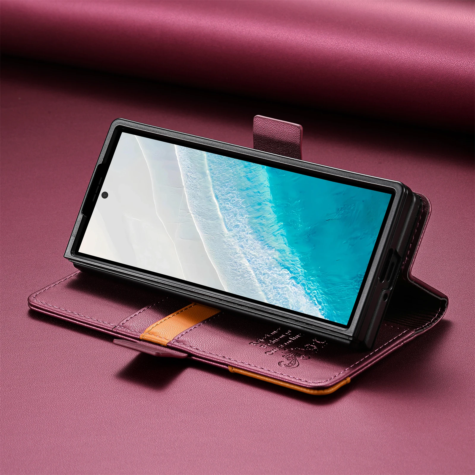 Funda tipo billetera de cuero de lujo para Samsung Galaxy Z Fold 7 6 5 4 3 5G 2025, funda con tapa, libro magnético de negocios ZFold6 Fold7 RFID - imagen 5