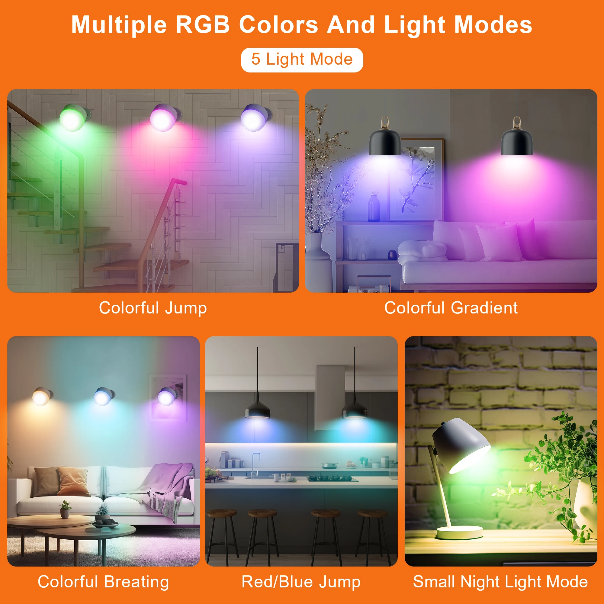 Un póster que muestra diferentes modos de luz para una habitación