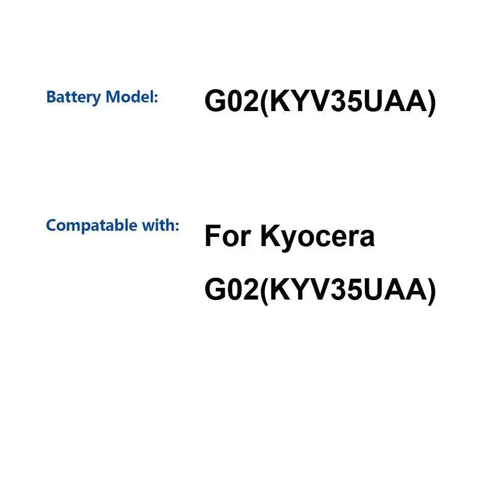Batería de teléfono móvil de 2910Mah de alta eficiencia para Kyocera G02 KYV35UAA