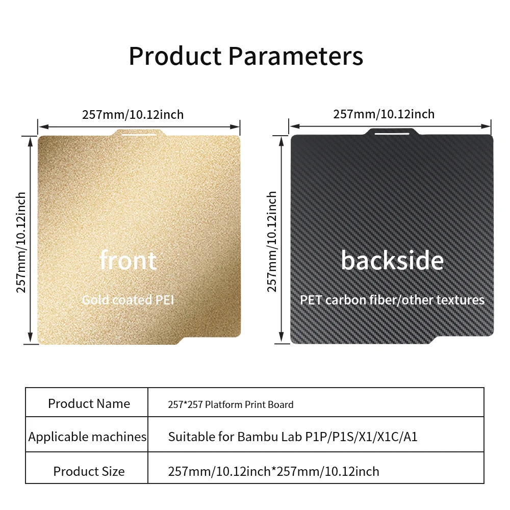 Para bambulab P1S placa de construcción hoja de acero de resorte hoja lisa Pei 257mm pey pet peo placa de construcción laboratorio de bambú P1 X1 X1C P1P actualizaciones - imagen 4