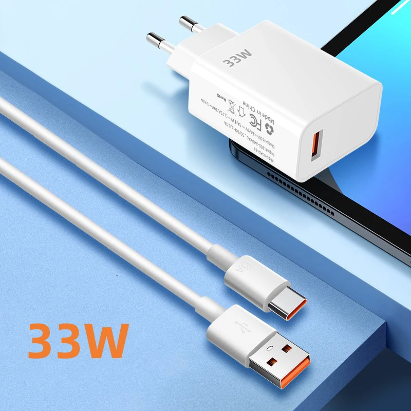 Cargador rápido USB de 33W, Cable de carga rápida 3,0 USB tipo C 6A para Xiaomi Redmi Note 13/12 iPhone Samsung, adaptador de carga para teléfono móvil