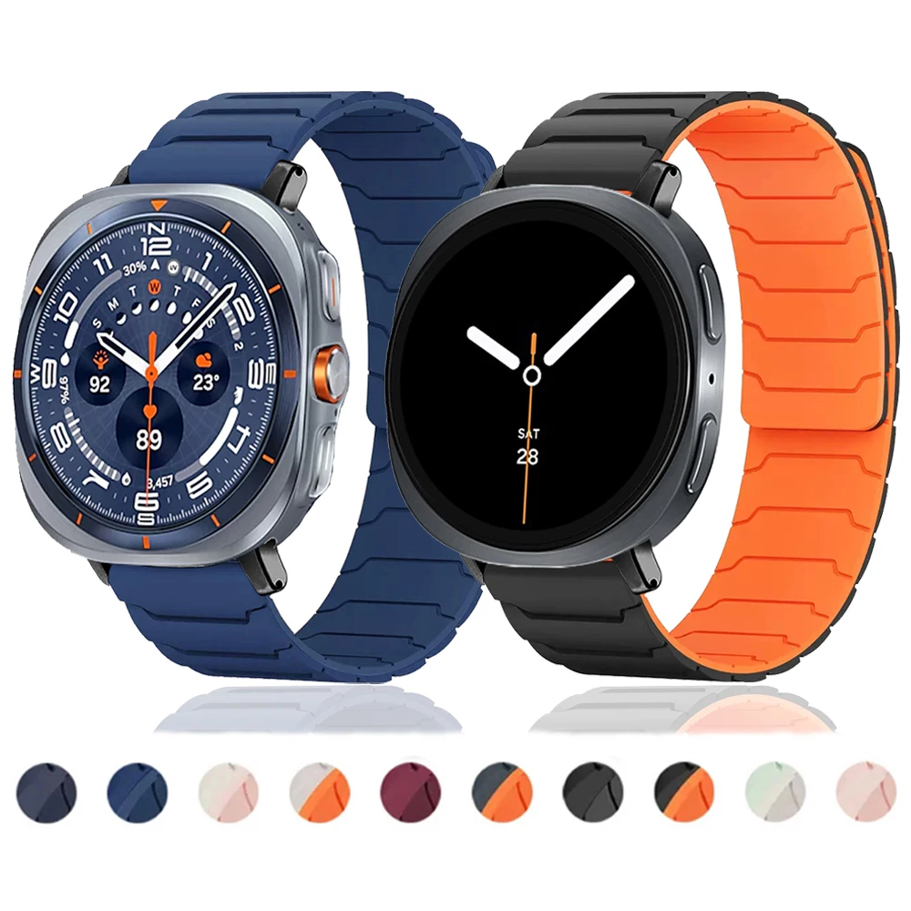 Bandas magnéticas para Samsung Galaxy Watch 8, 44mm, 40mm/8, correa clásica de silicona de 46mm para Galaxy Watch Ultra 2025, pulsera