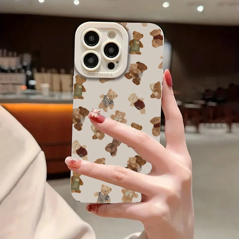 Funda de teléfono con diseño de oso bonito para Xiaomi Redmi 13, 12, 12C, 13C, 14C, Redmi Note 14, 13, 12 Pro Plus, 5G, 12S, 11, 10, funda suave a prueba de golpes - imagen 3