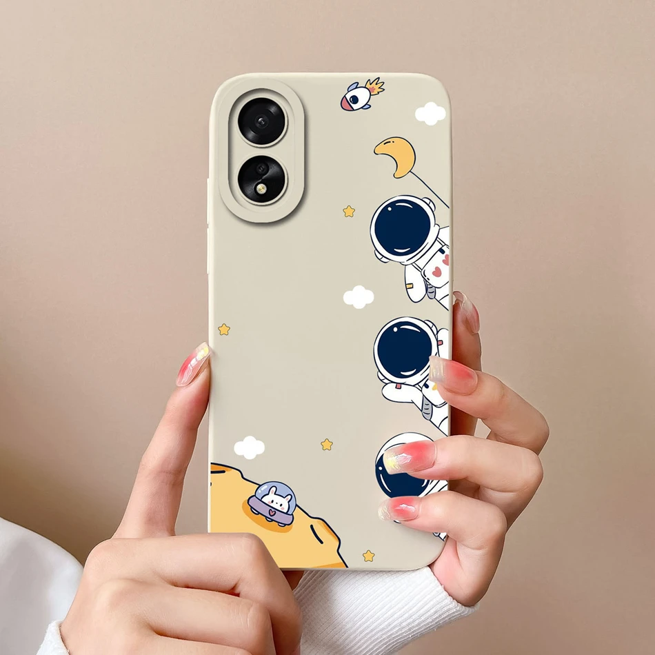 Funda para Oppo A18 A38 4G con protección de cámara Cool Astronaut cubiertas traseras suaves de silicona líquida para Oppo A 38 A 18 carcasa - imagen 5