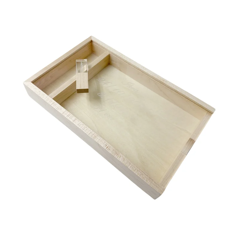Caja de álbum de arce acrílico con logotipo grabado láser personalizado gratis (25*15,5 cm) + unidad Flash de alta velocidad USB3.0 de cristal 16GB 32GB 64GB 128GB - imagen 3