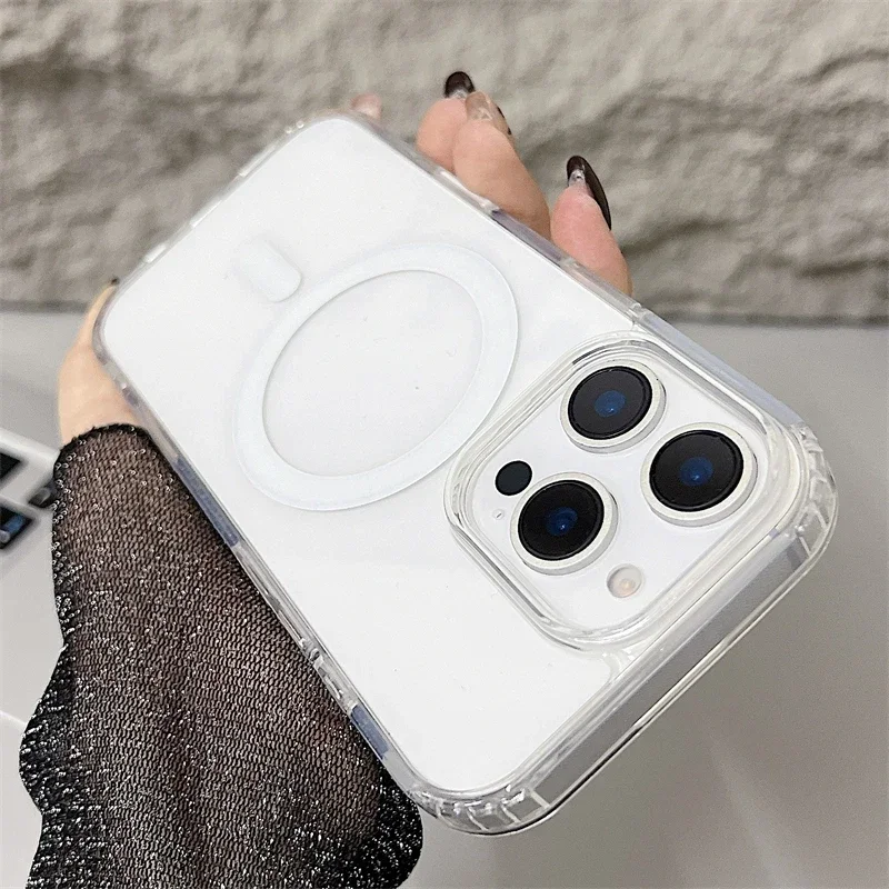 Funda magnética transparente con botón AI para Magsafe IPhone 16 Plus 16 Pro Max 16Pro i16, cubierta de Control táctil para cámara de carga inalámbrica - imagen 3