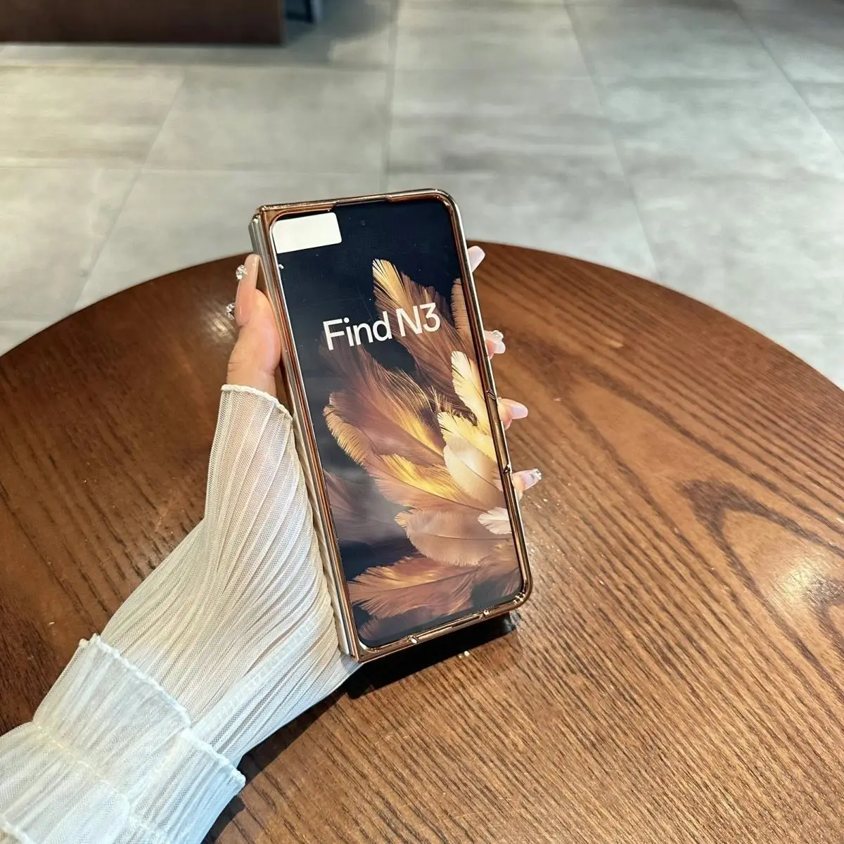 Funda protectora trasera para OPPO Find N3, carcasa completa para teléfono, carcasa dura de PC con purpurina y soporte, a la moda - imagen 5