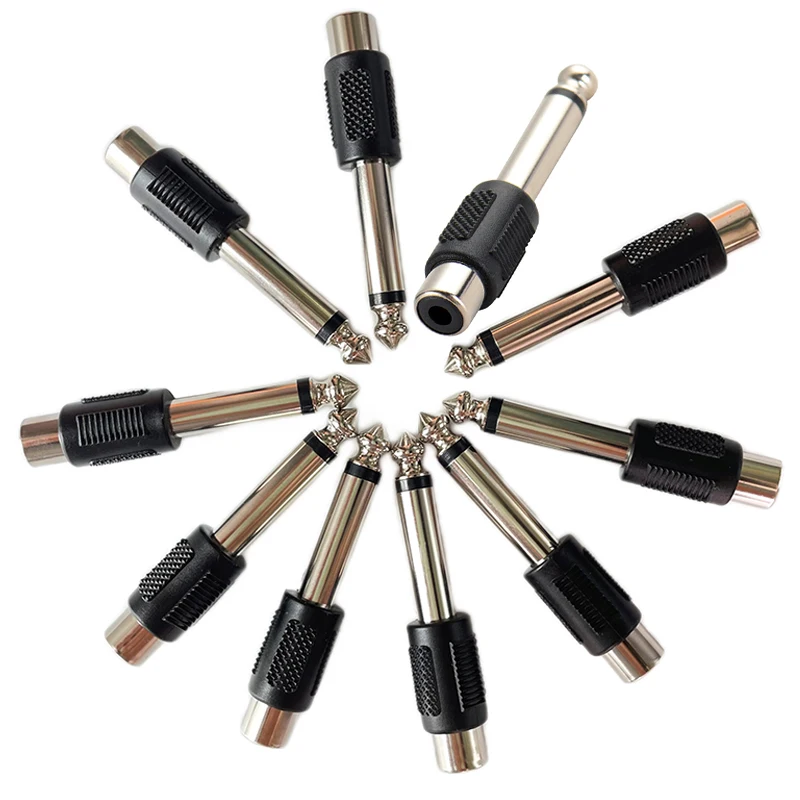 5/10 Uds conector hembra RCA a conector adaptador de Audio mono macho de 6,35mm 1/4 " - imagen 2