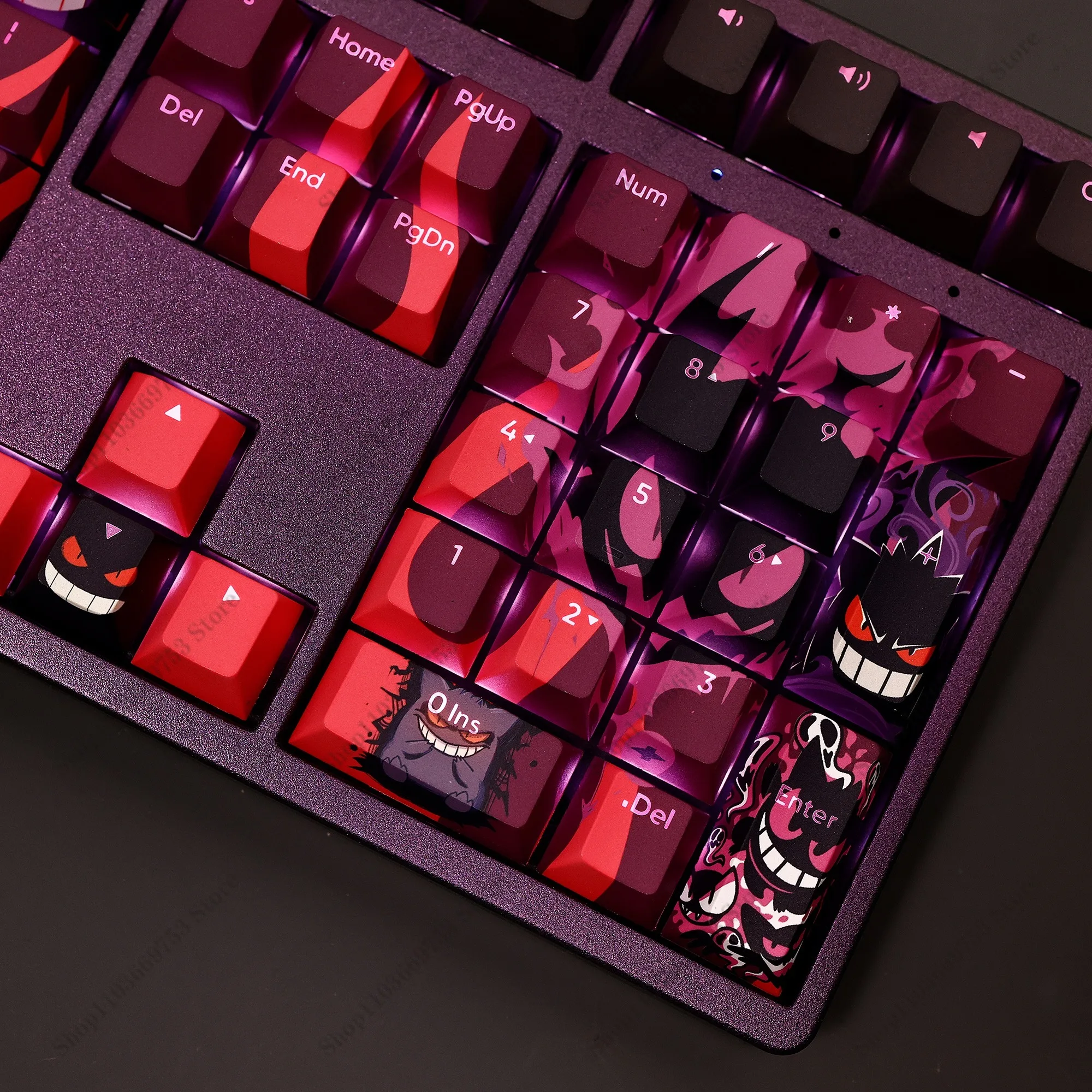 Gengar Pokemon Anime Keycaps para DIY Material PBT personalizado 108 teclas/juego sublimación OEM altura Teclado mecánico llaves regalos - imagen 5