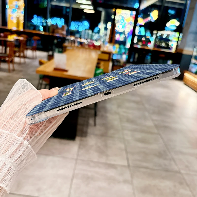 Funda vaquera con almohadilla de flores a cuadros para iPad pro 10/11 pulgadas 2020/6/7th /8th /Air 3rd/Air 4th/9th gen/Air 5th Gen 2022/Air 11 - imagen 4