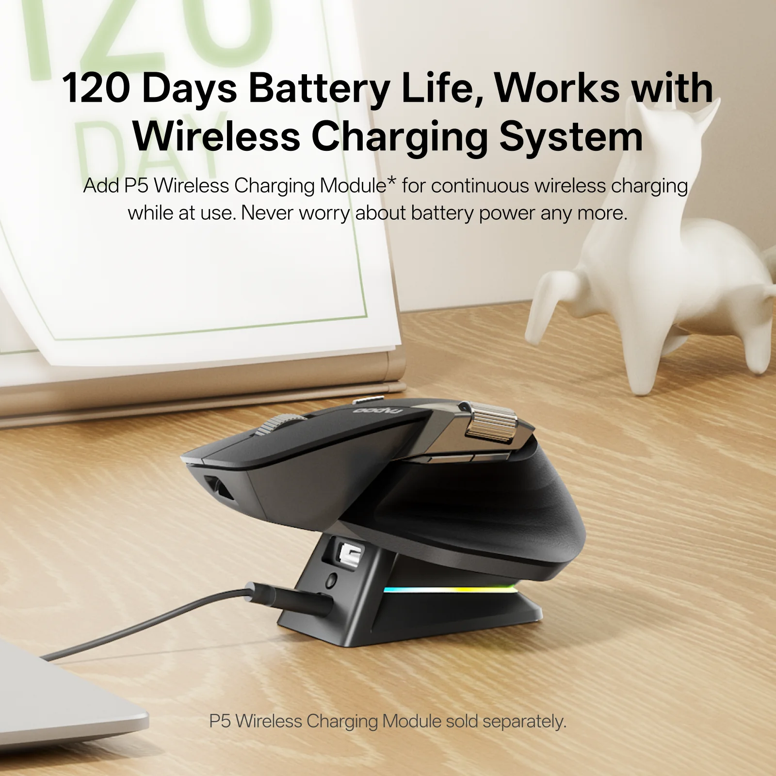 Rapoo MT760PRO Ratón inalámbrico NearLink + Bluetooth 5.0 Multidispositivo 12000 DPI 2K Frecuencia de orolling Ergo para juegos de trabajo Cliques silenciosos - imagen 4