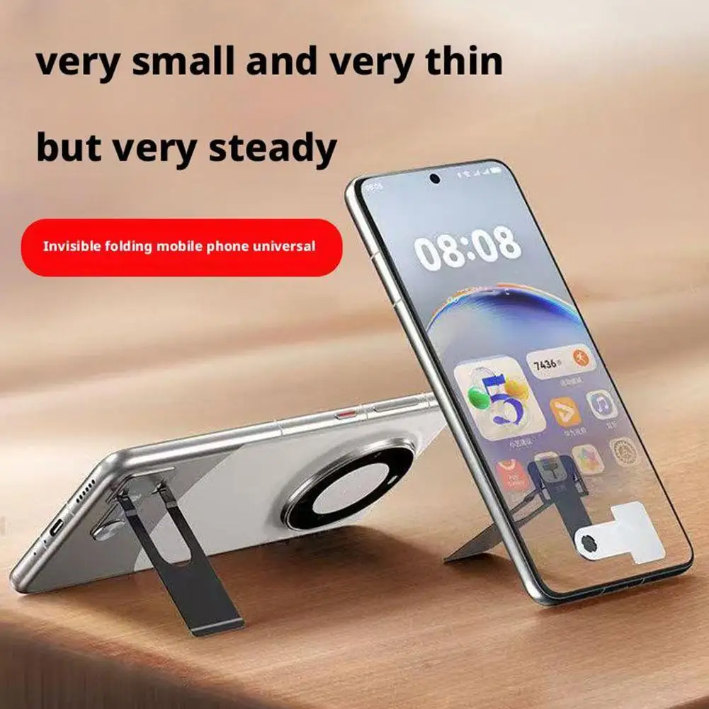 Soporte plegable para teléfono, soporte de escritorio de aleación de Metal, soporte perezoso, Mini soporte adhesivo de montaje trasero, soporte Universal para teléfono - imagen 4