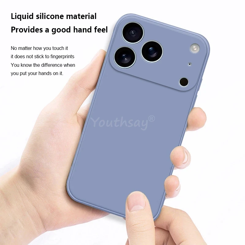 Para iPhone 17 Pro funda de silicona líquida lisa para iPhone 17 Pro Air Cover TPU protección anticaída para iPhone 17 Pro Max cubierta - imagen 4