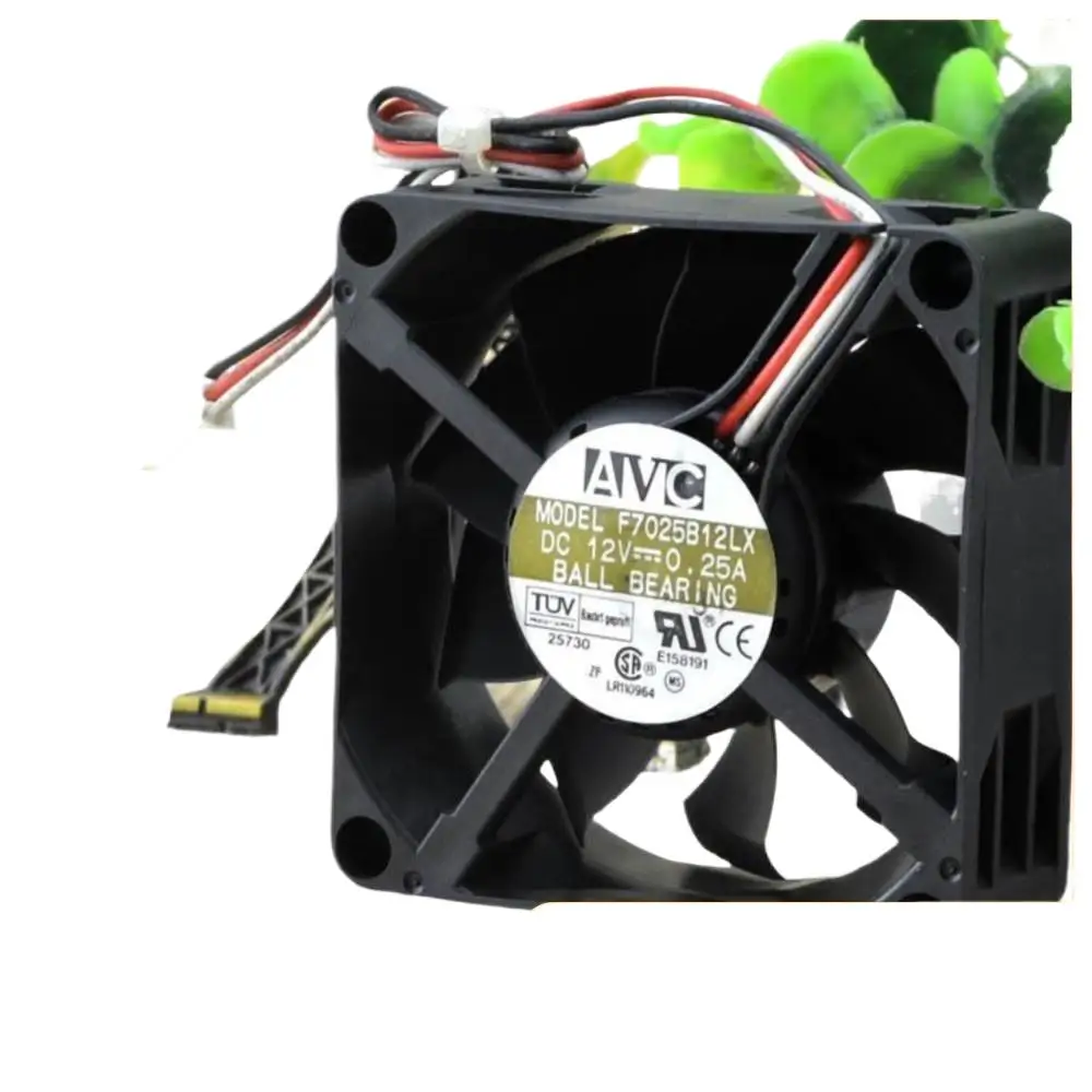 Ventilador con caja de 70mm y 7cm para ordenadores, servidores y equipos industriales de refrigeración con rodamiento de bolas dual AVC 7025 12V 0.16A