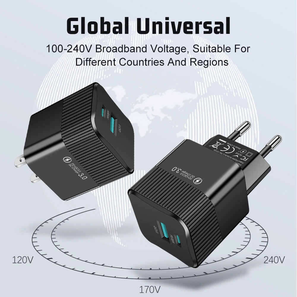 Cargador de teléfono rápido PD 25W, cargador de pared tipo C de carga rápida para iPhone, Xiaomi, Samsung, Huawei, enchufe UE/EE. UU., adaptador de cargador de teléfono USB - imagen 4