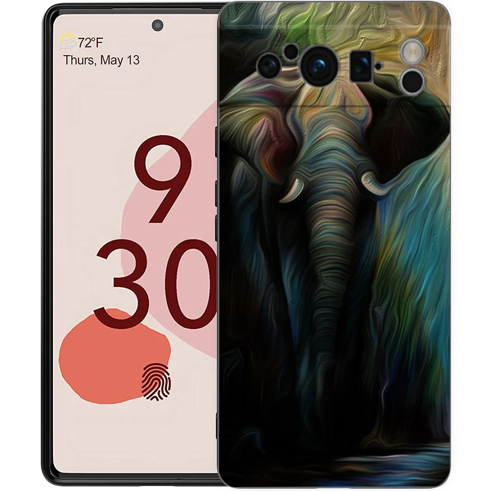 Funda de teléfono creativa con elefante Animal para Google pixel 9 8 7 6 Pro 6A 7A 5G, funda negra de silicona a prueba de golpes - imagen 2