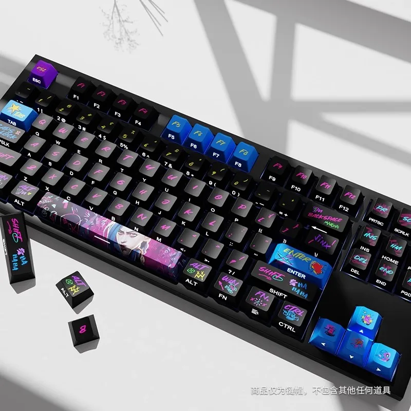 Teclas Jinx con tema Arcano, tapa de teclado personalizada de Anime, tapa de tecla PBT Cherry Artiosan para teclado mecánico, accesorios para juegos - imagen 5